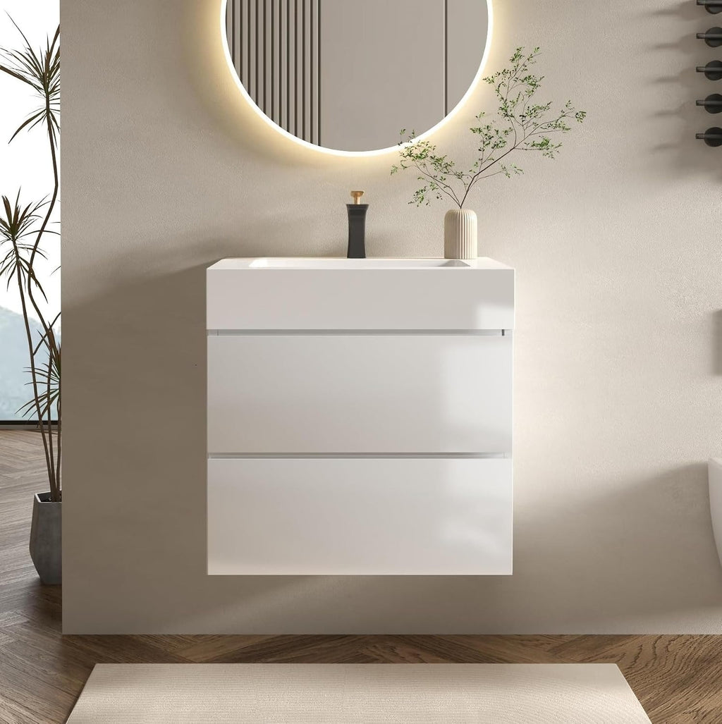 White Floating Bathroom Vanity With Sink