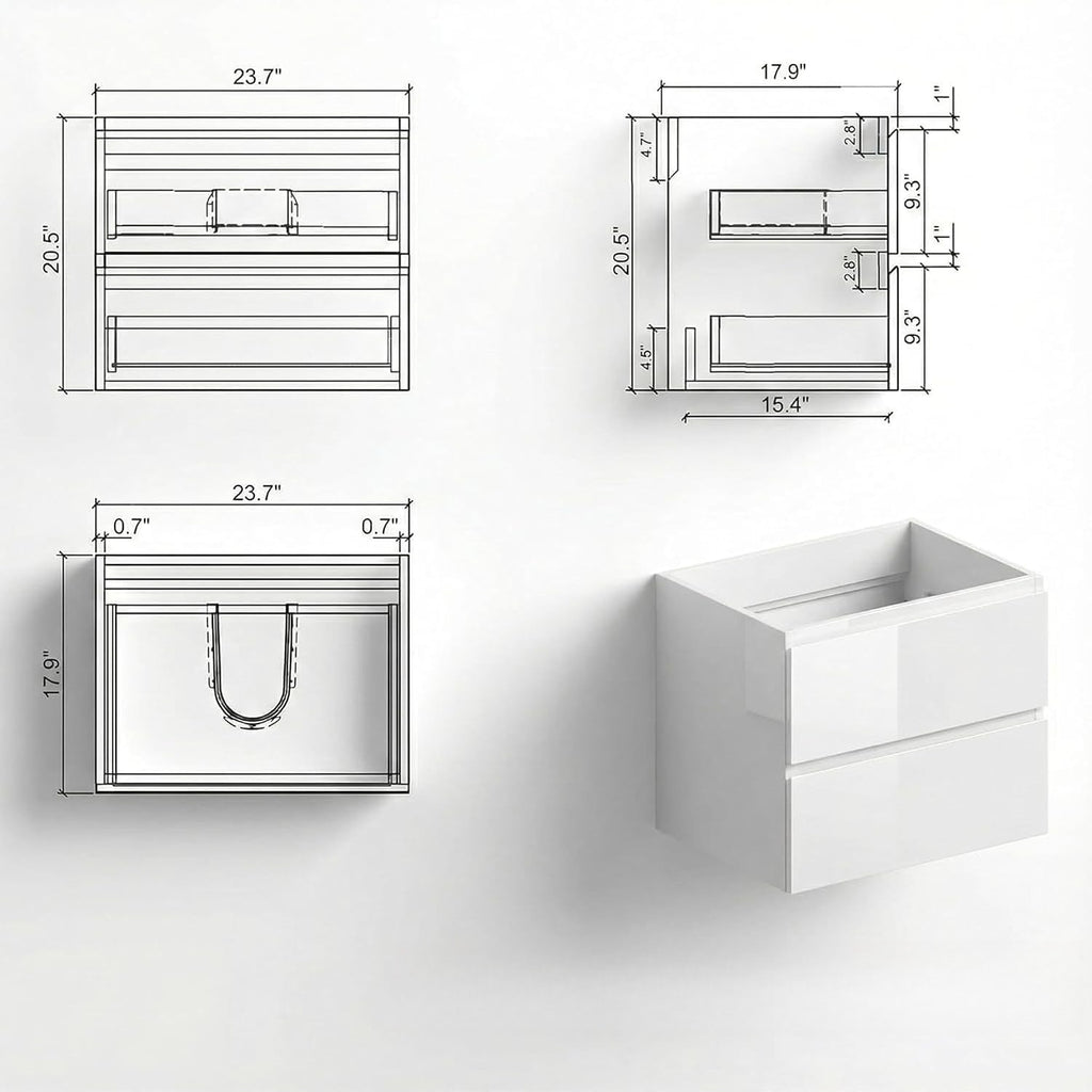 White Floating Bathroom Vanity With Sink