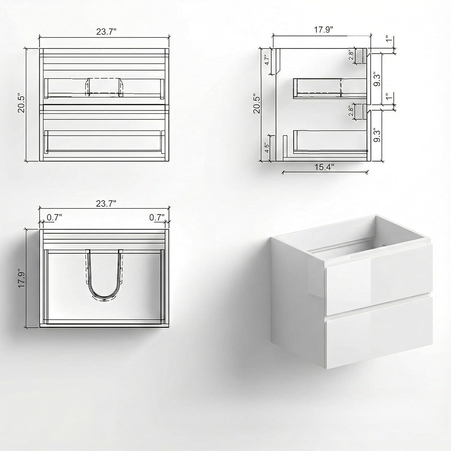White Floating Bathroom Vanity With Sink