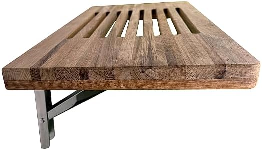 Slotted Teak Wall Mounted Shower Seat
