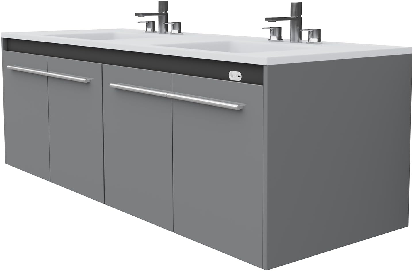 Grey High Gloss LED Floating Double Vanity