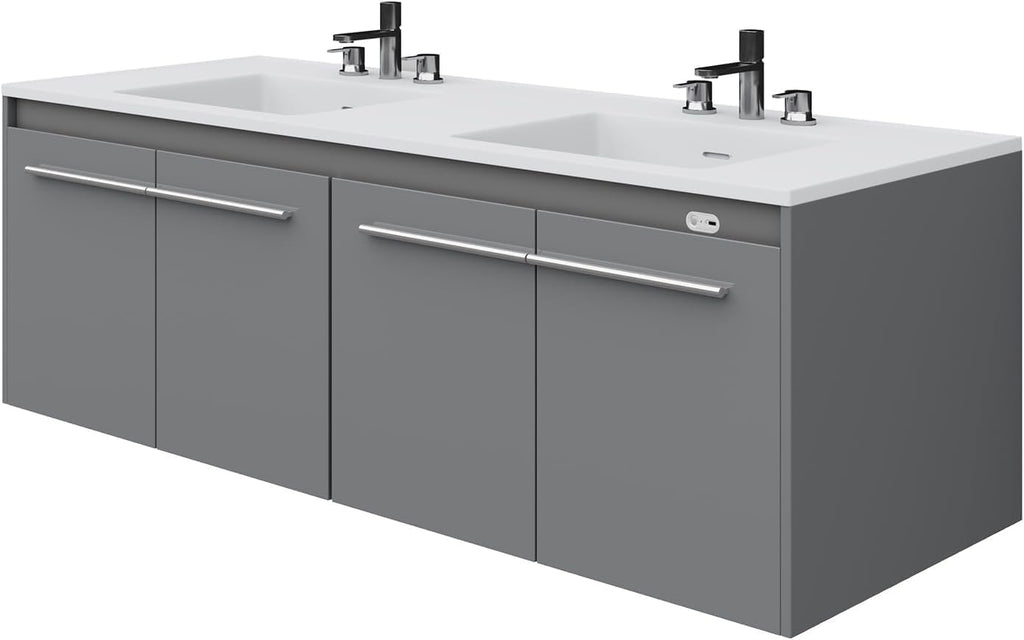 Gray LED Floating Double Sink Vanity