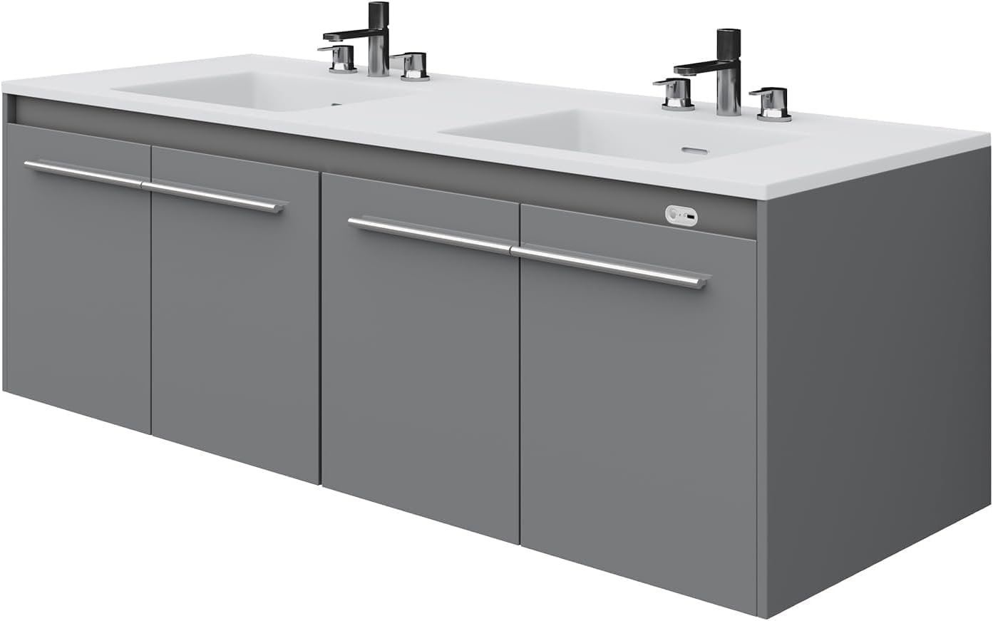 Gray LED Floating Double Sink Vanity