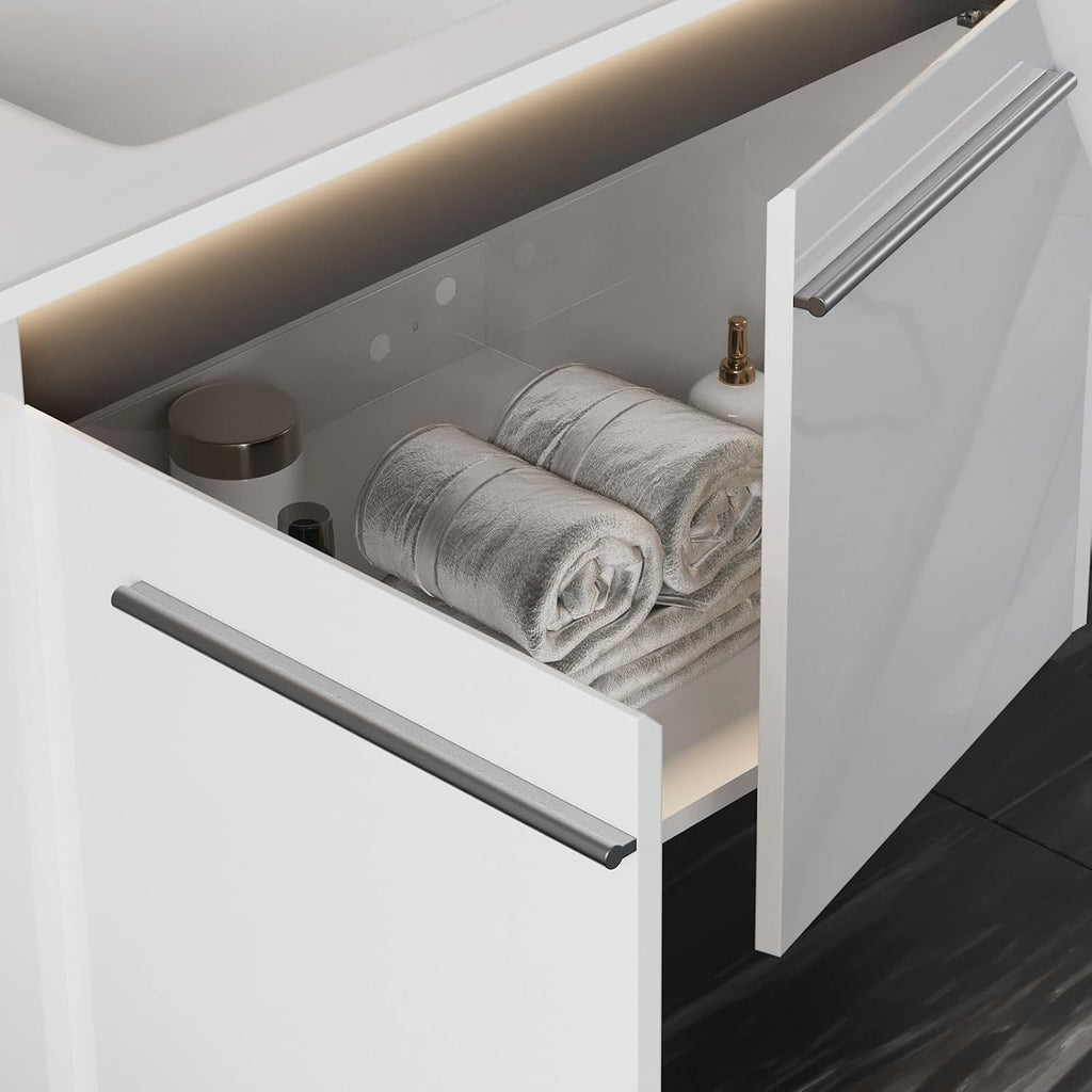 White LED Floating Bathroom Vanity