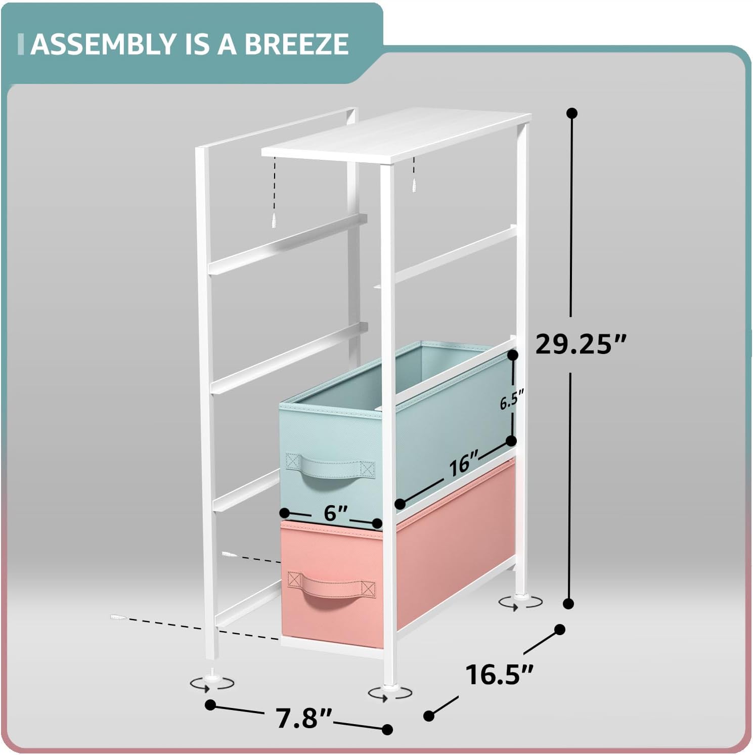 Slim Kids 4 Drawer Storage Dresser