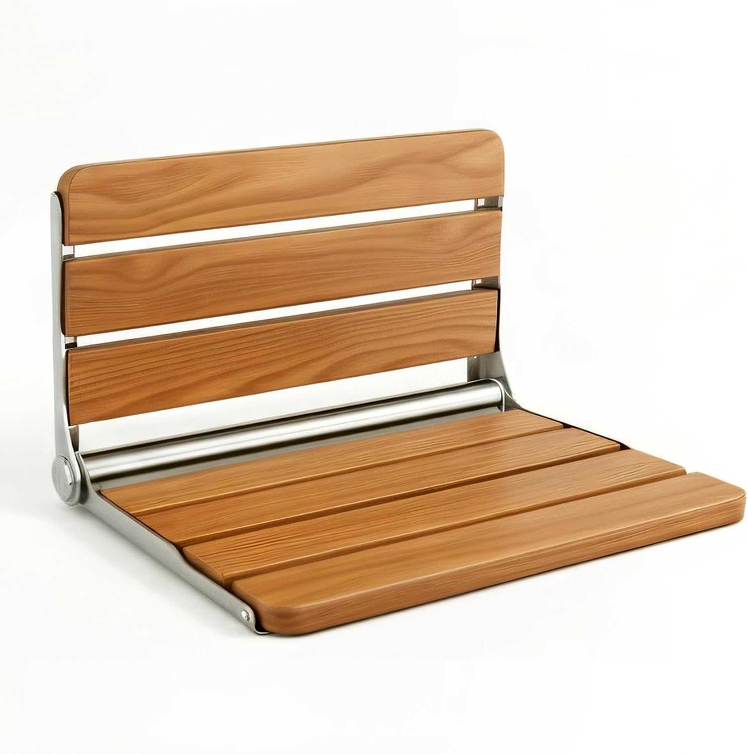 Compact Teak Wall Mounted Foldable Seat