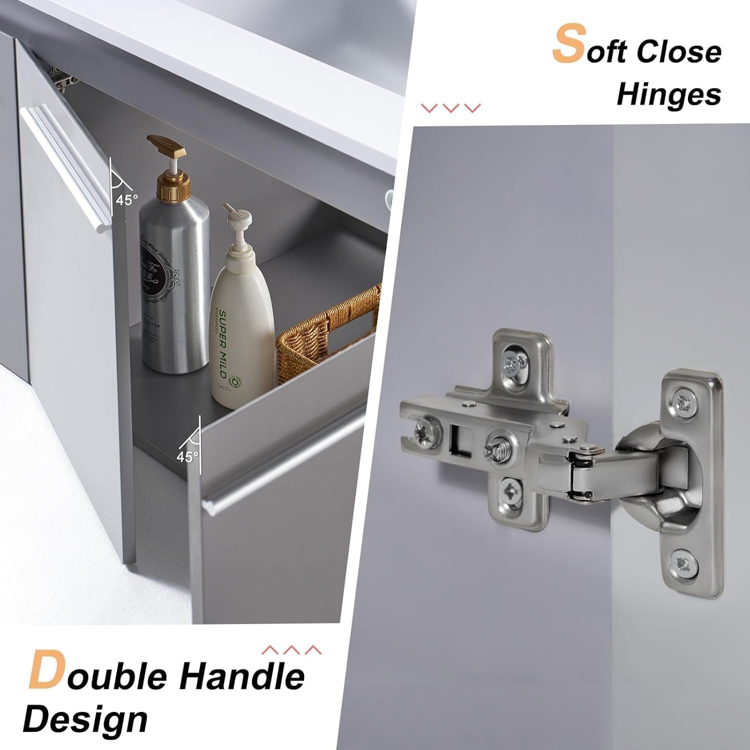 Gray LED Floating Double Sink Vanity