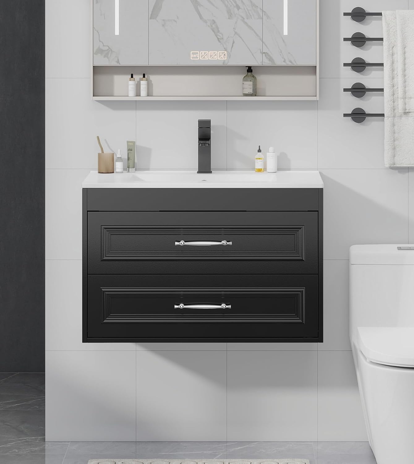 Black 48 Inch Floating Bathroom Vanity