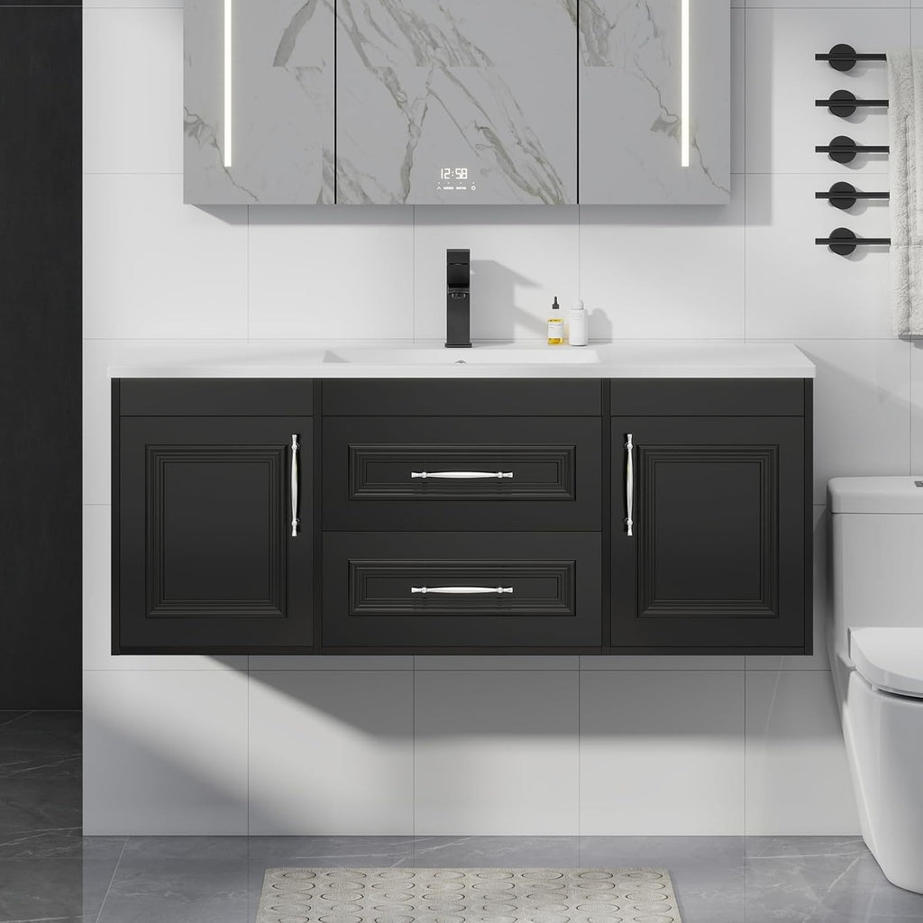 Black 48 Inch Floating Bathroom Vanity