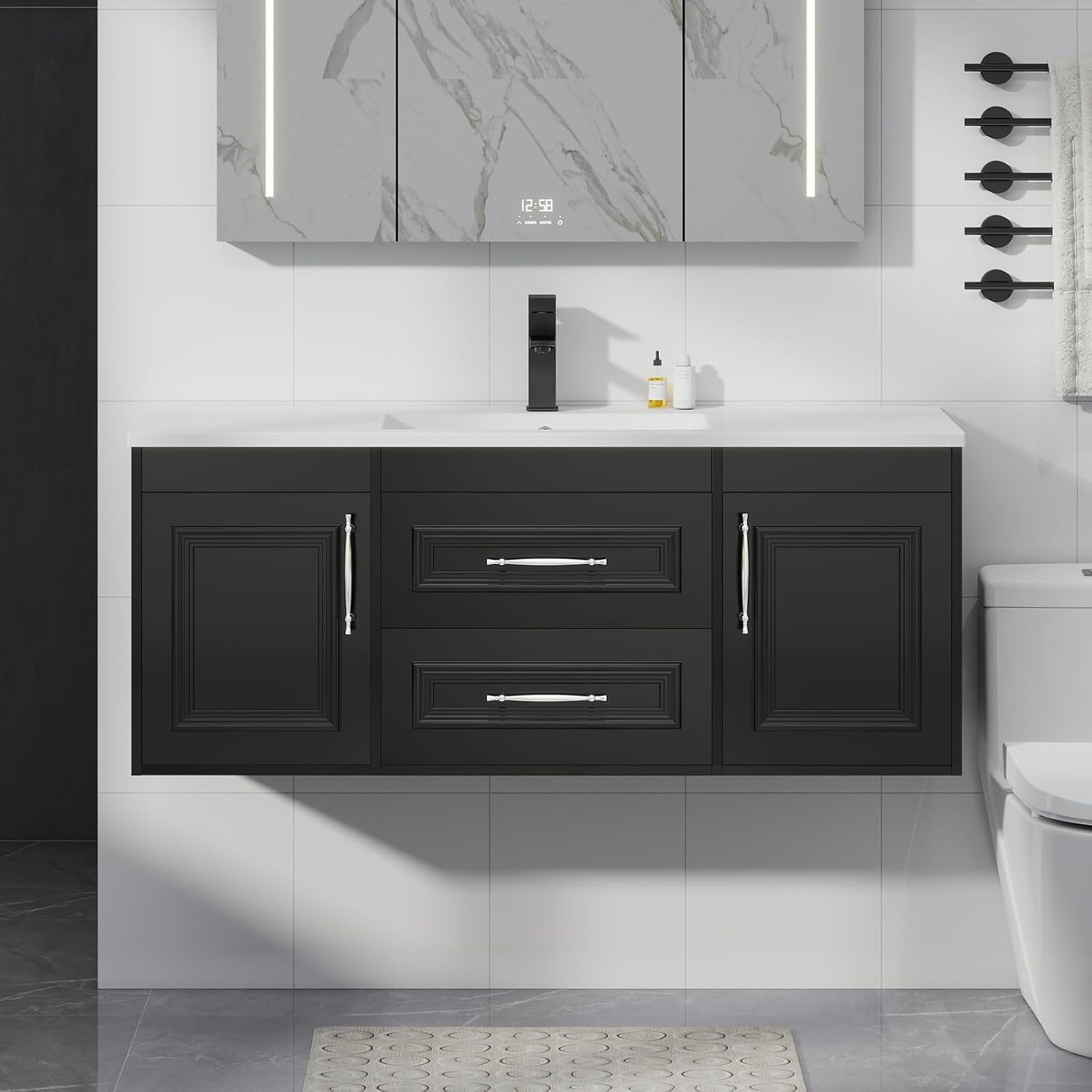Black 48 Inch Floating Bathroom Vanity