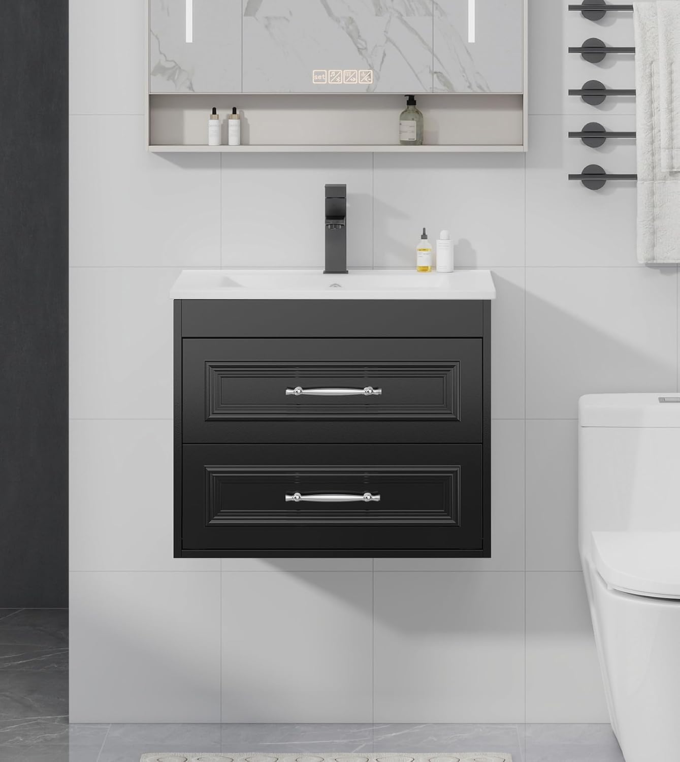 Black 48 Inch Floating Bathroom Vanity