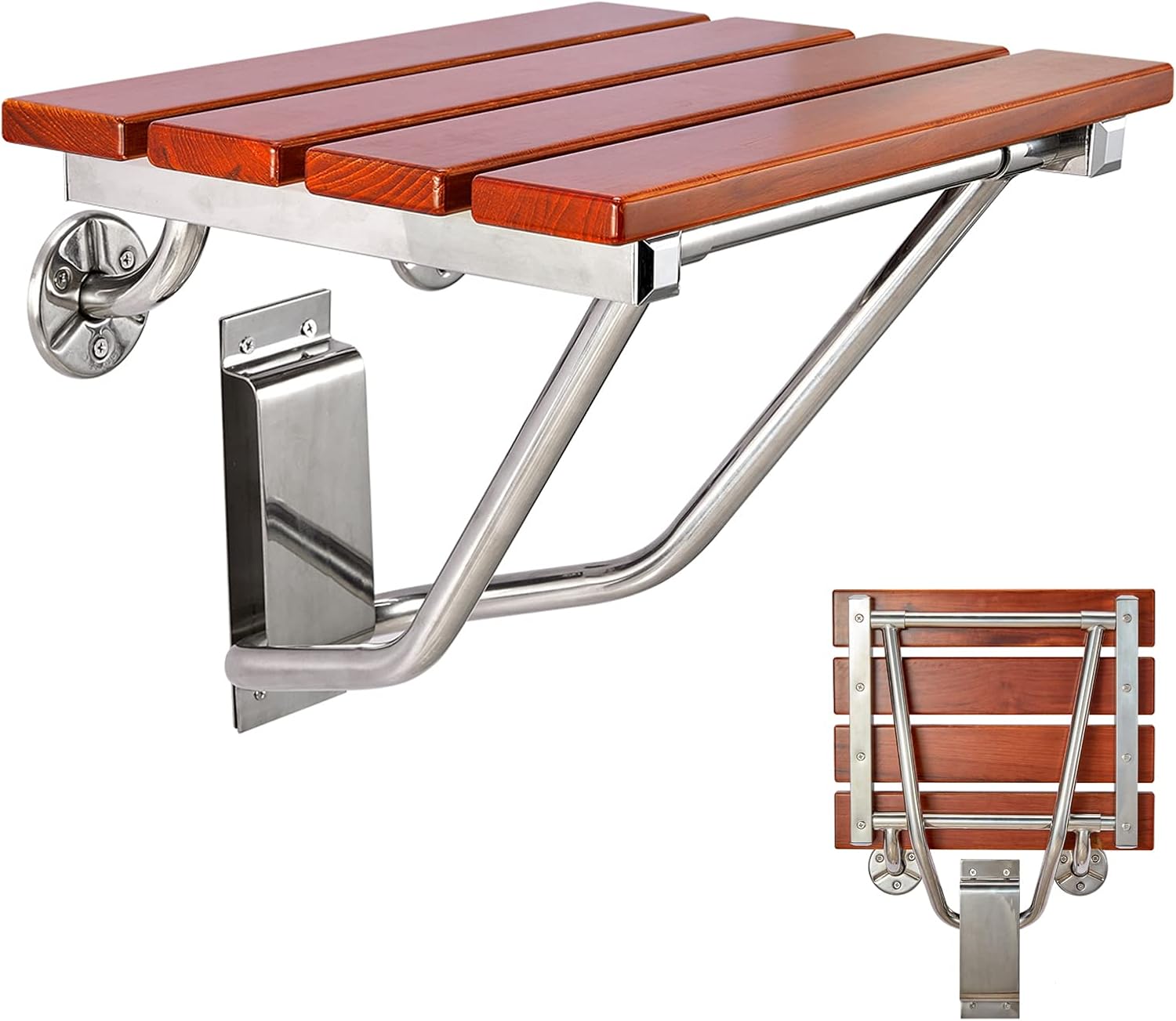 Teak Foldable Wall Mounted Shower Seat