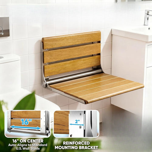 Ada Upgraded Teak Wall Shower Bench