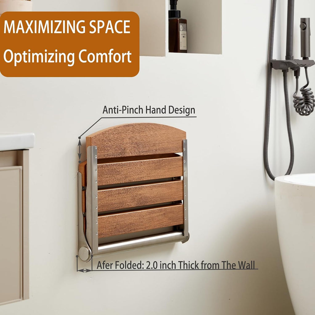 Teak Wall Mounted Foldable Shower Seat