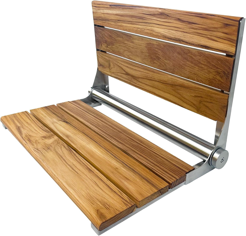 Wall Mounted Teak Shower Seat With Back