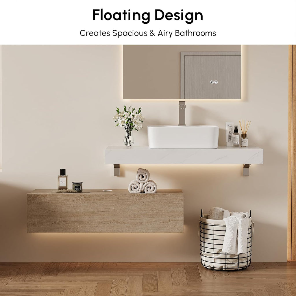 Natural Stone Top Floating Vanity