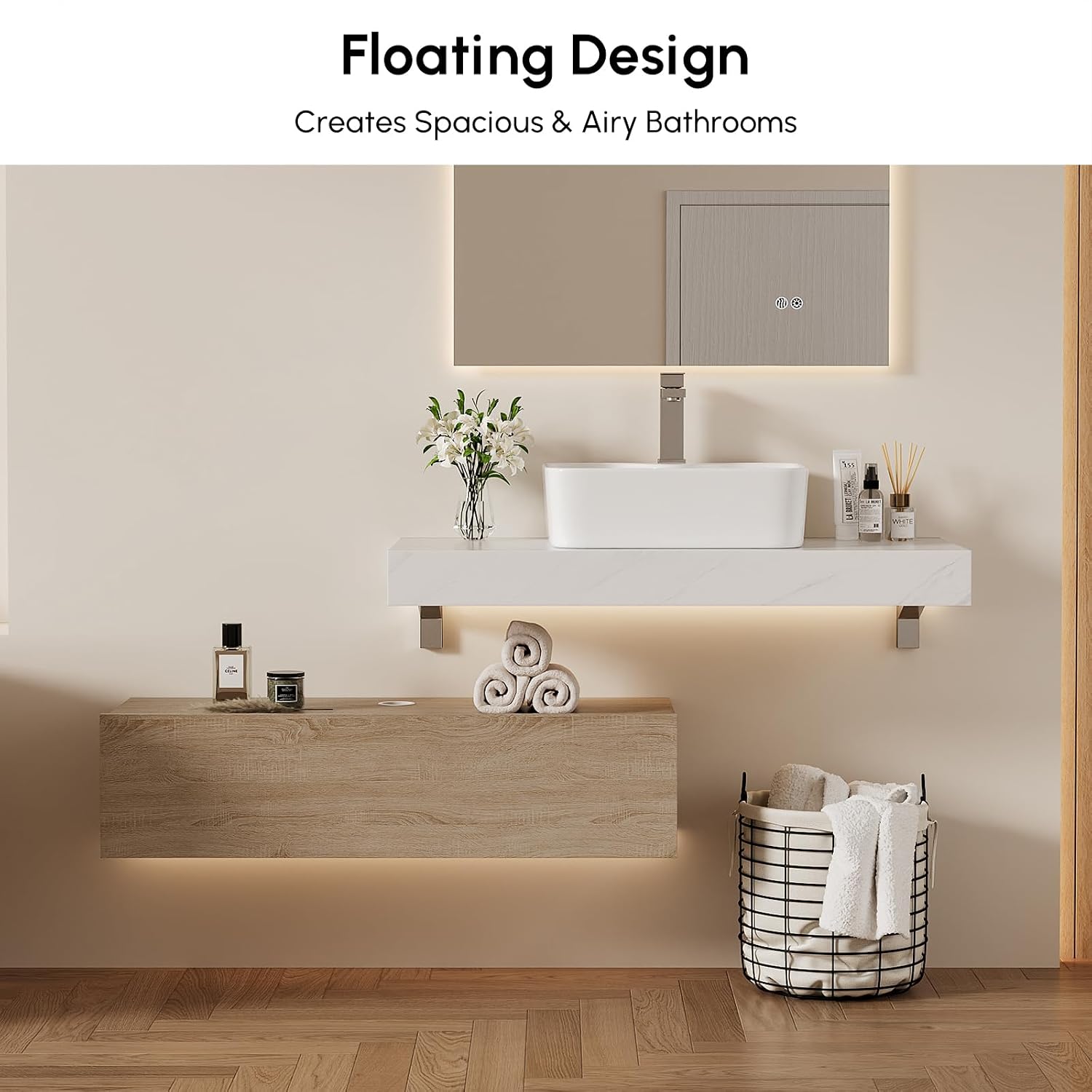 Natural Stone Top Floating Vanity