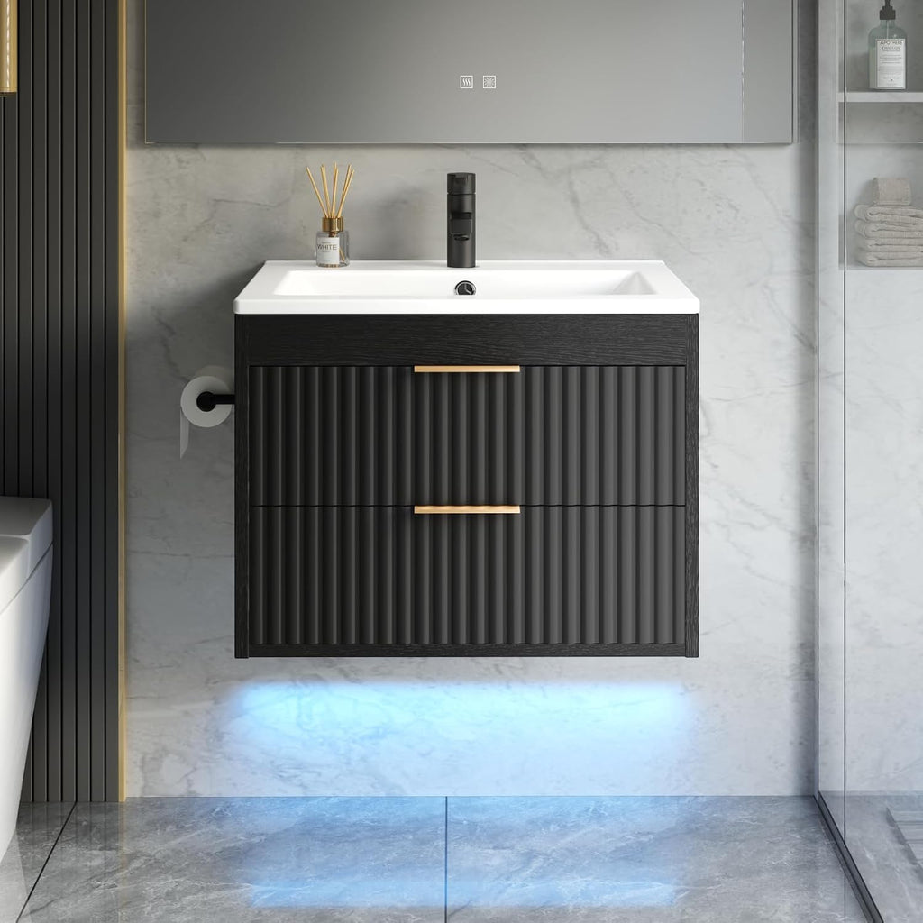 Black LED Wall Mounted Bathroom Vanity