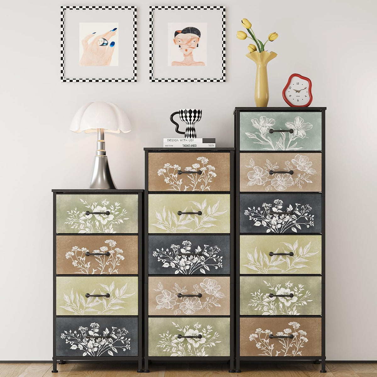 Vintage Botanical 4 Drawer Storage Dresser