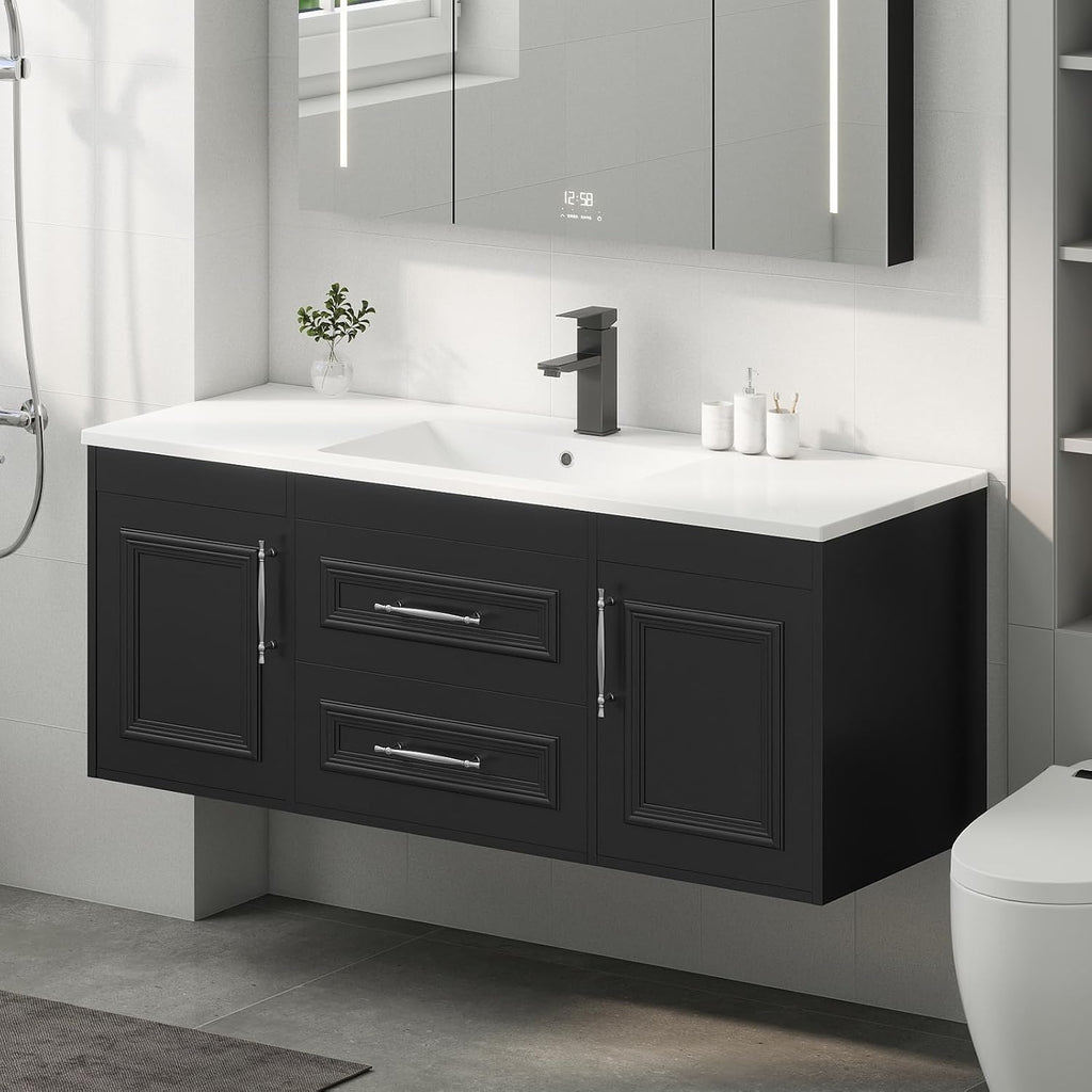 Black 48 Inch Floating Bathroom Vanity