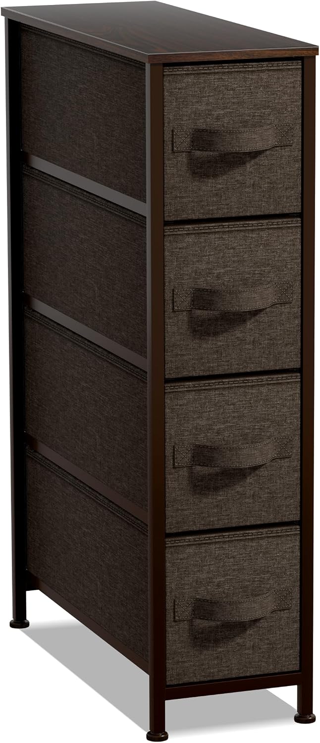 Brown Slim 4 Drawer Storage Dresser