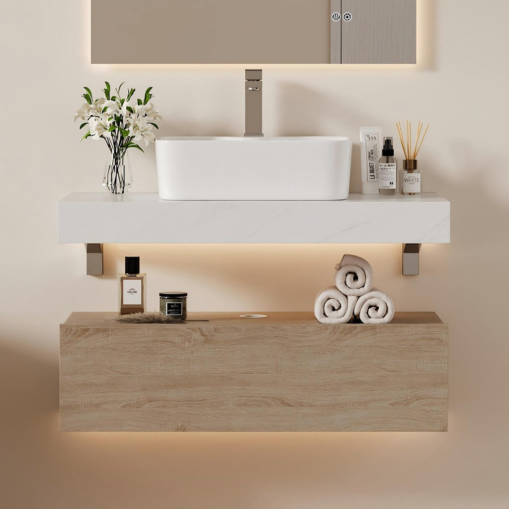 Natural Stone Top Floating Vanity