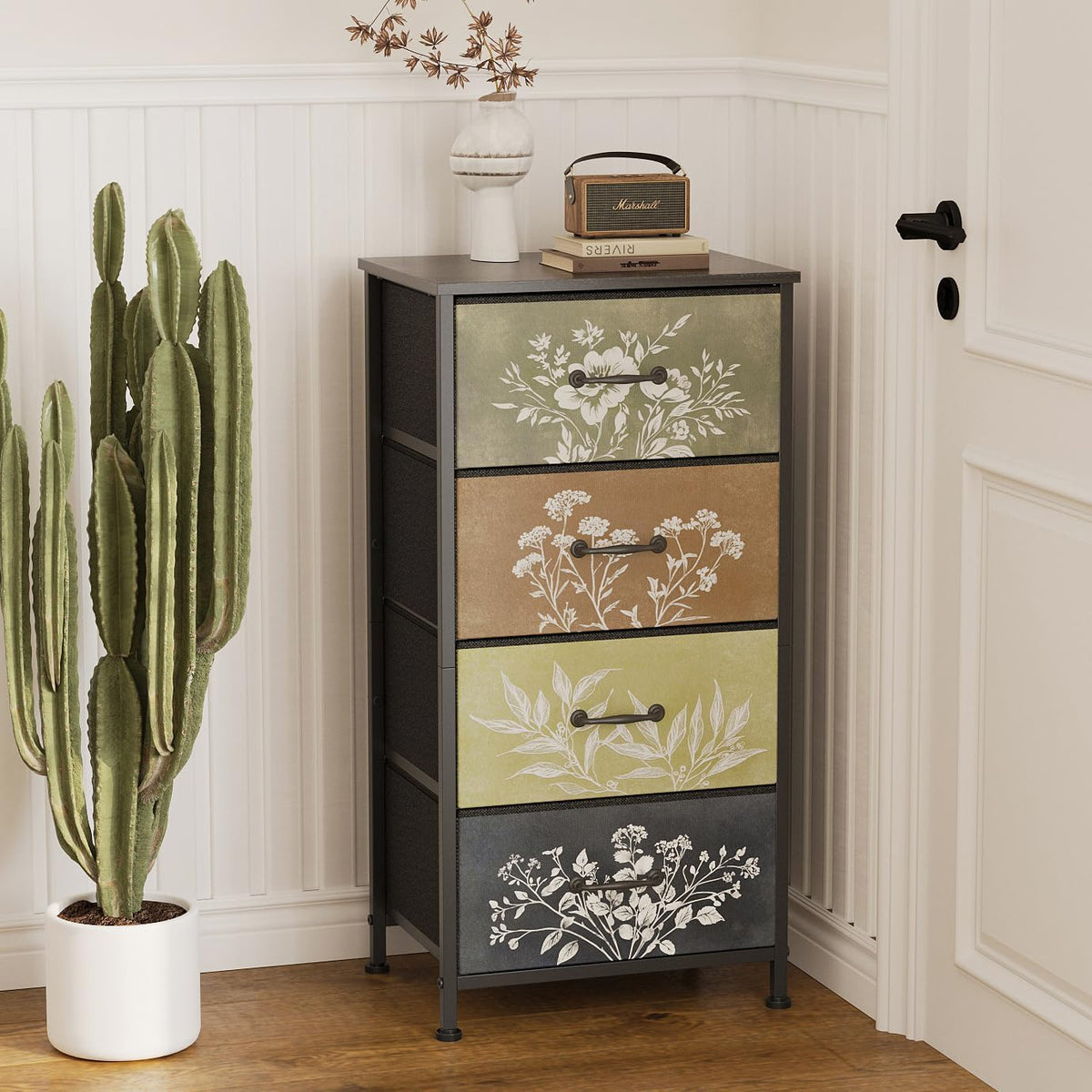 Vintage Botanical 4 Drawer Storage Dresser