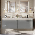 Grey High Gloss LED Floating Double Vanity
