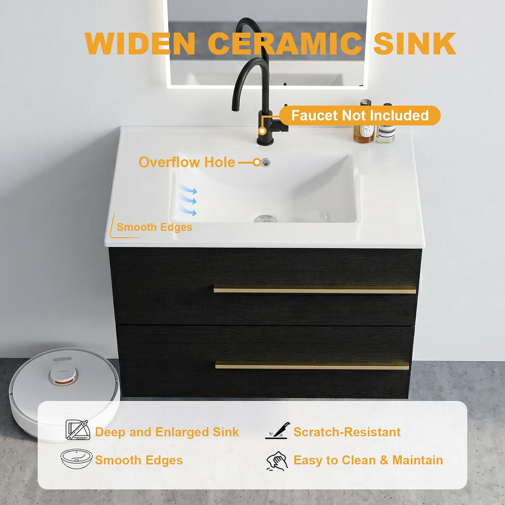 Modern Wall Mounted Double Sink Vanity