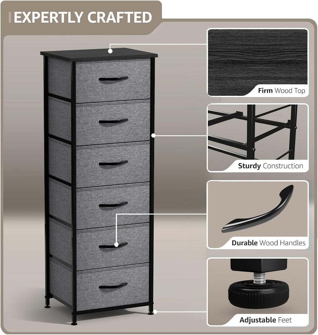 Greige 6 Drawer Kids Storage Dresser