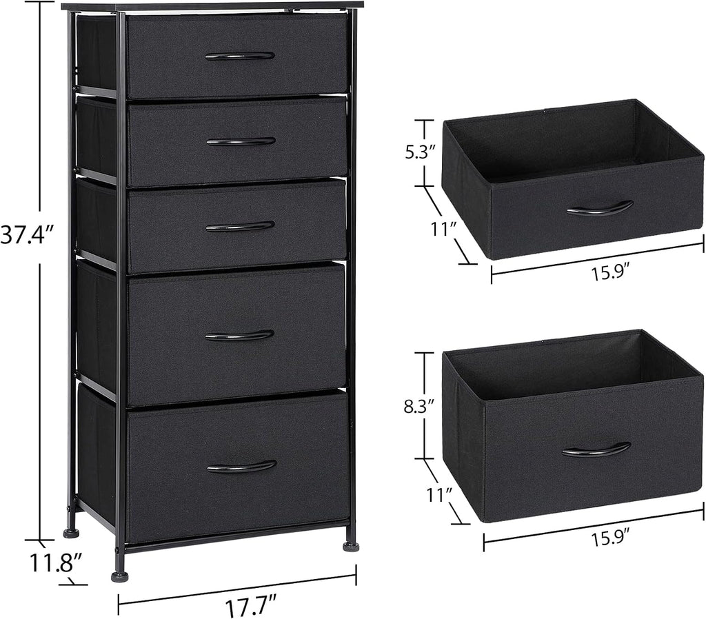 5 Drawer Vertical Fabric Storage Dresser