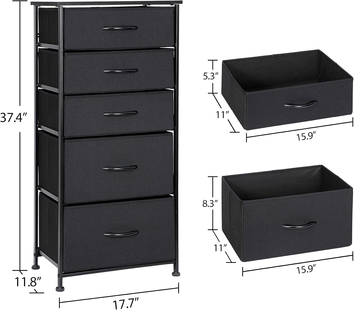 5 Drawer Vertical Fabric Storage Dresser