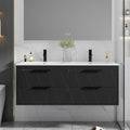 Black Lined Floating Double Sink Vanity