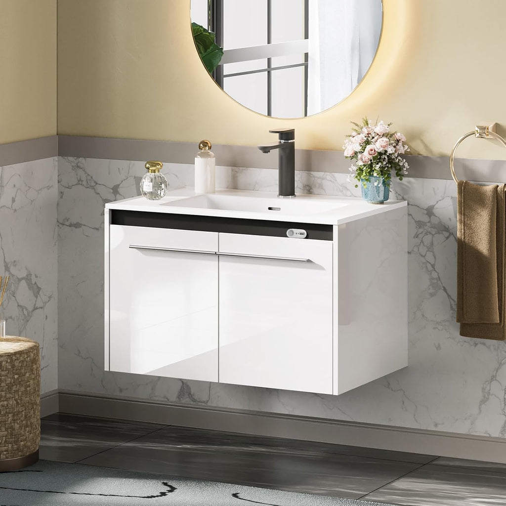 White LED Floating Bathroom Vanity