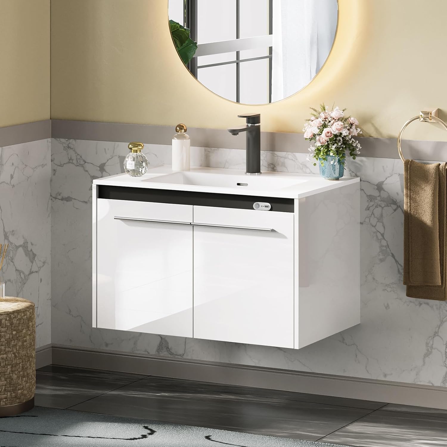 White LED Floating Bathroom Vanity