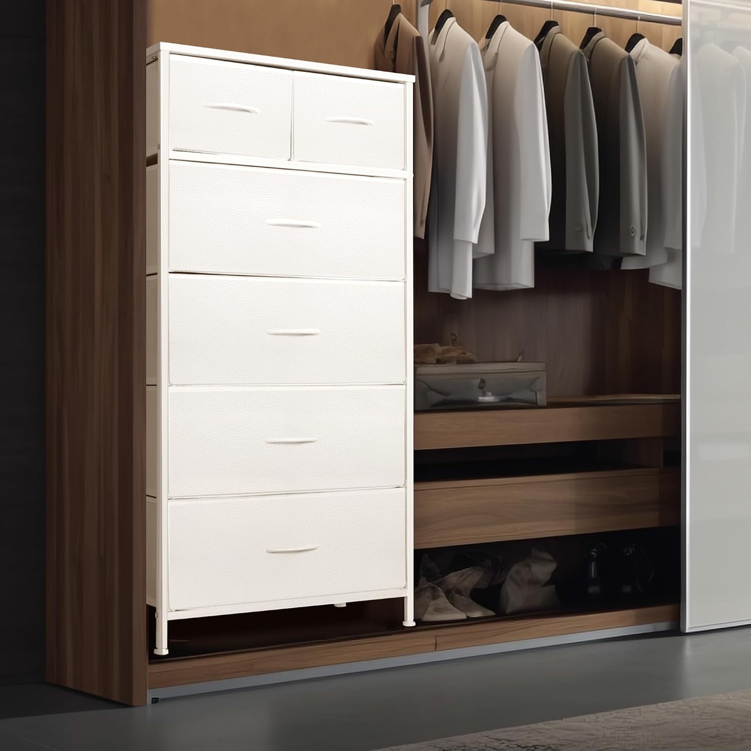 White 6 Drawer Tall Storage Dresser