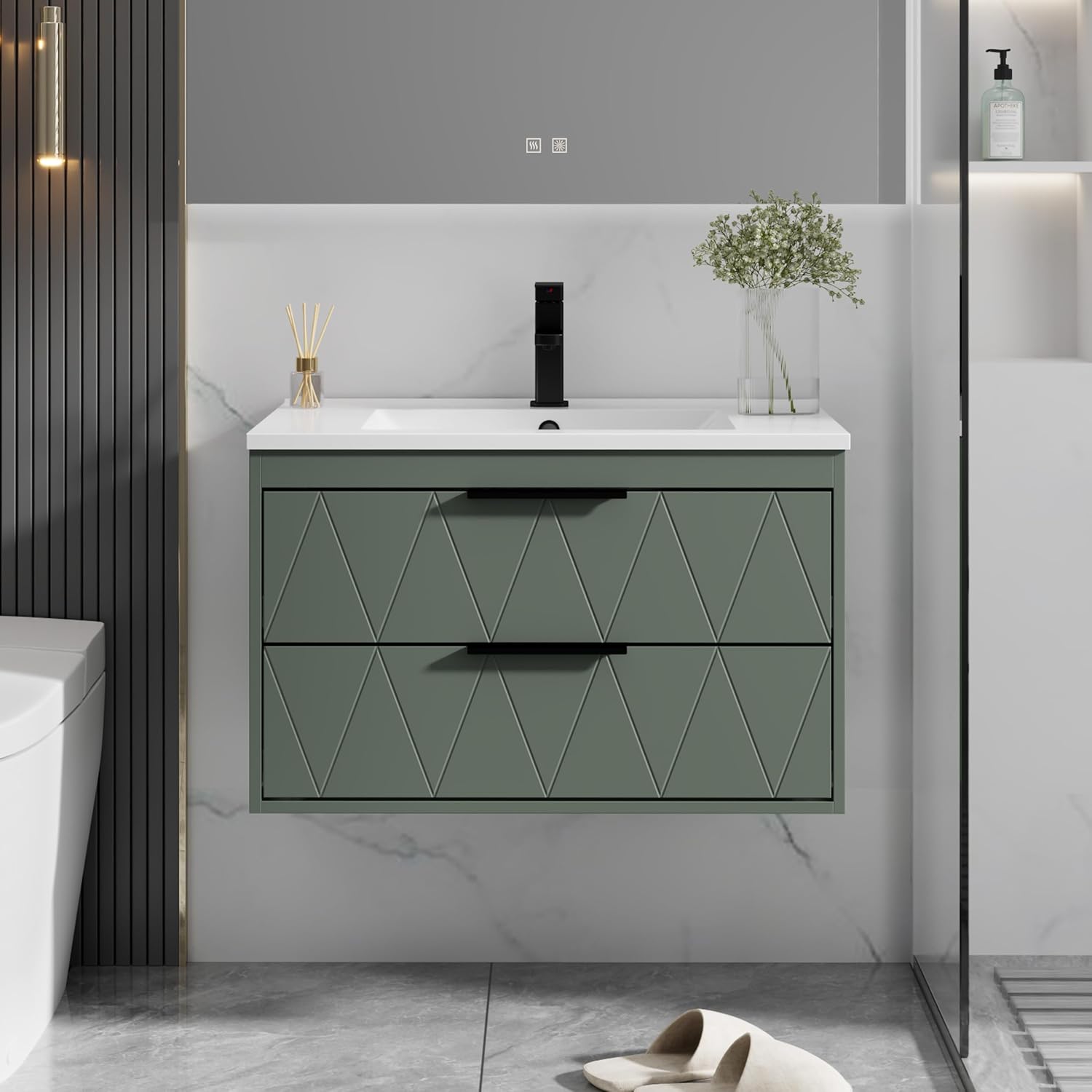 Sage Green Modern Floating Vanity