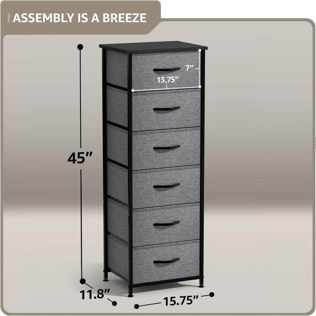 Greige 6 Drawer Kids Storage Dresser