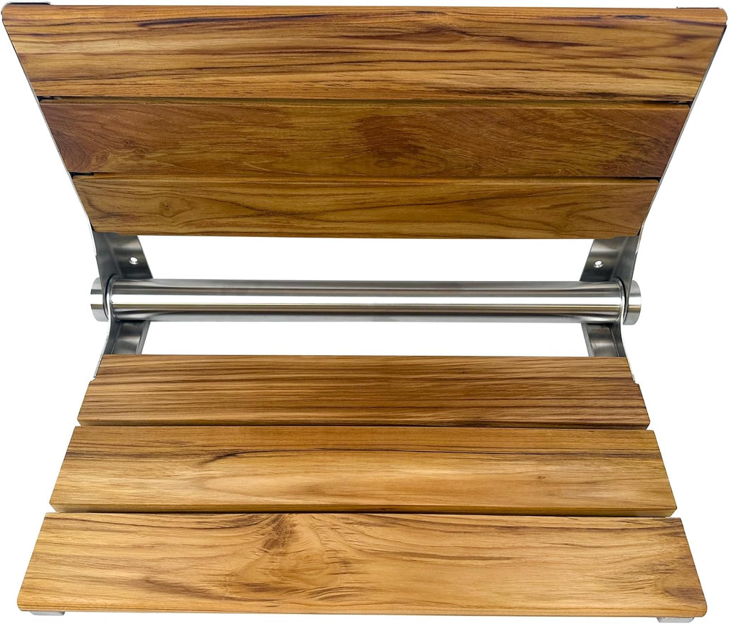 Wall Mounted Teak Shower Seat With Back