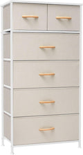 Beige Tall 6 Drawer Storage Dresser
