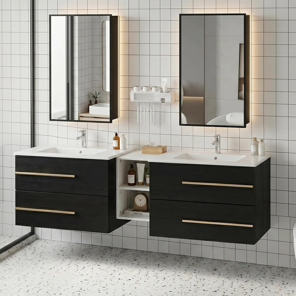 Modern Wall Mounted Double Sink Vanity