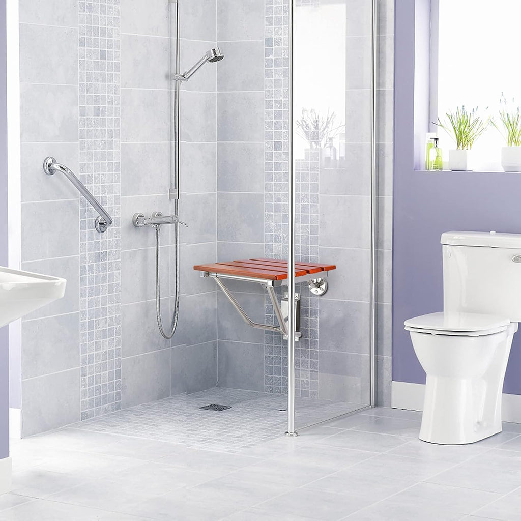 Teak Foldable Wall Mounted Shower Seat