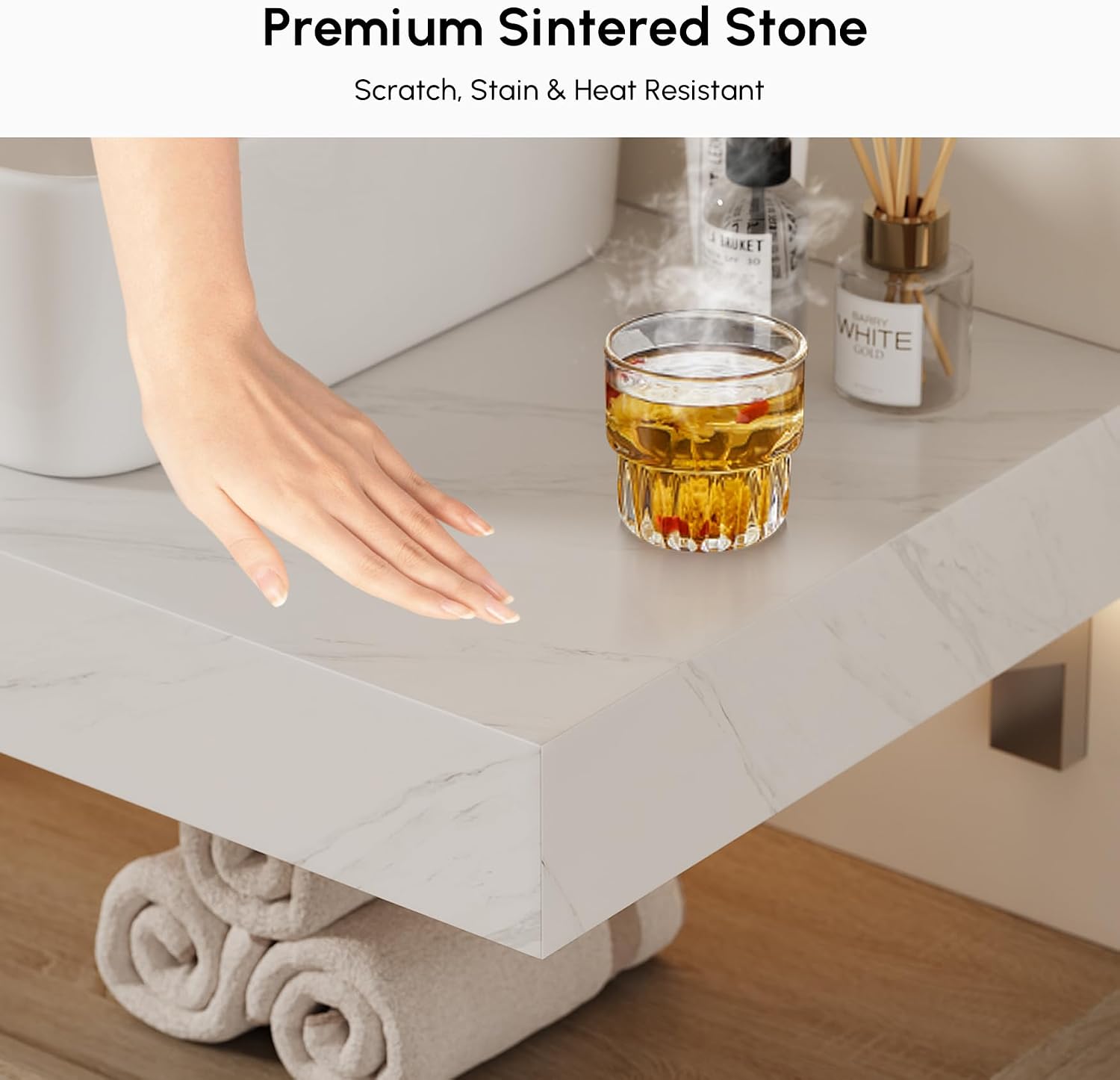 Natural Stone Top Floating Vanity