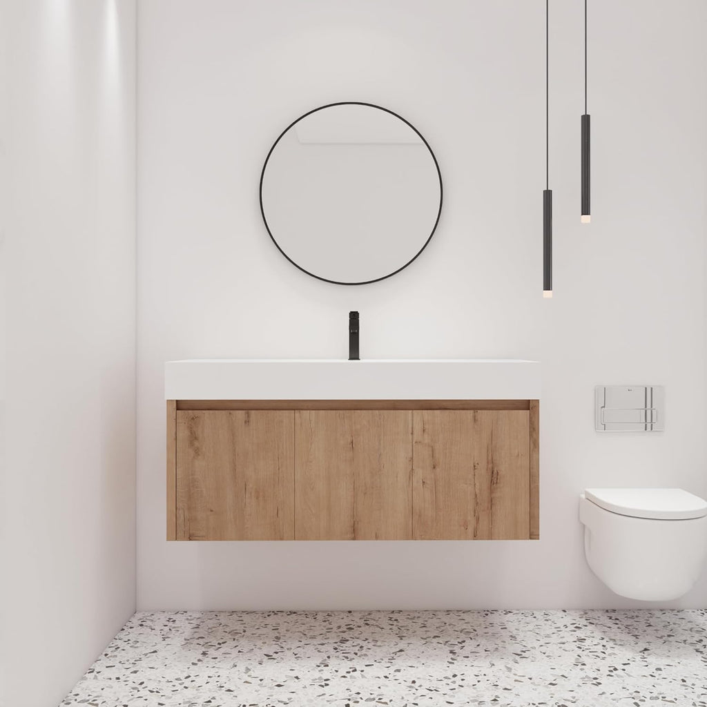 Brown 48 Inch Floating Bathroom Vanity