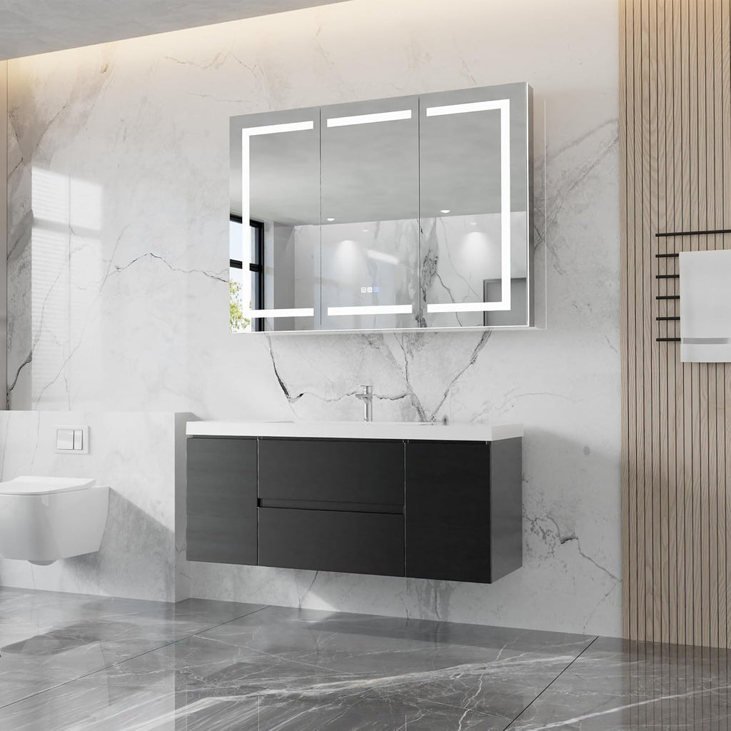 Black Floating Double Sink Vanity Cabinet