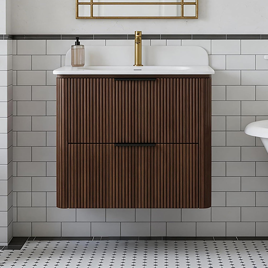 Walnut Floating Bathroom Vanity With Sink