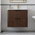Walnut Floating Bathroom Vanity With Sink