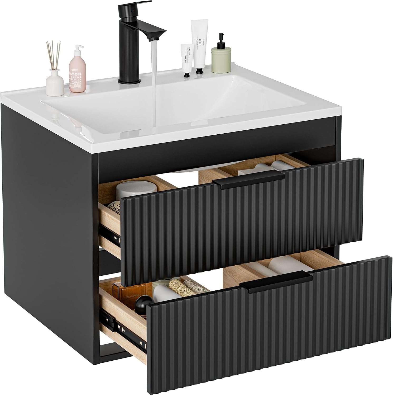 Black Floating MDF Bathroom Vanity