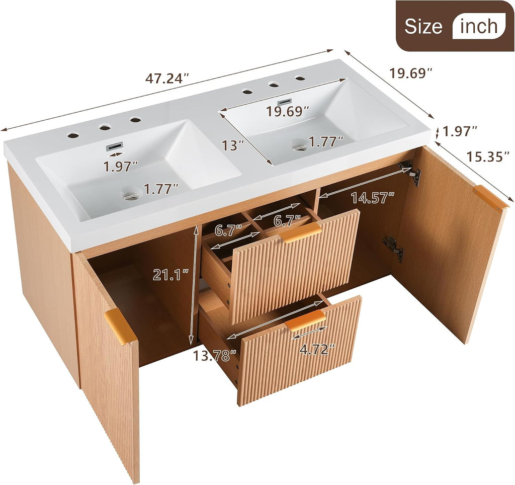48 Inch Double Sink Wall Vanity