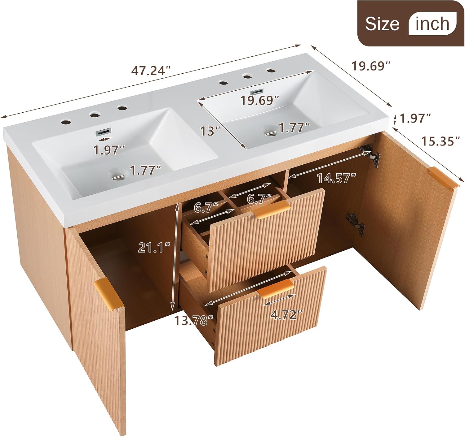 48 Inch Double Sink Wall Vanity